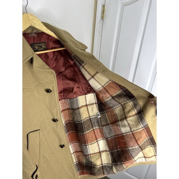 Vintage HBC The Bay 70s Wool Car Coat 42 Camel Western Yoke Made in Canada - Picture 6 of 10